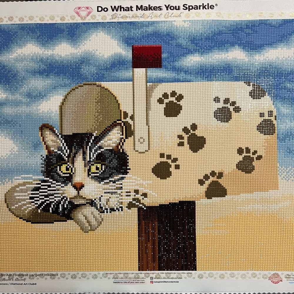 COMPLETED Diamond Art Club Toulouse Largent Mailbox Artist Lowell Herrero